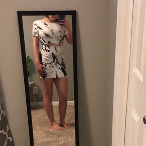 Black and white marbled party dress